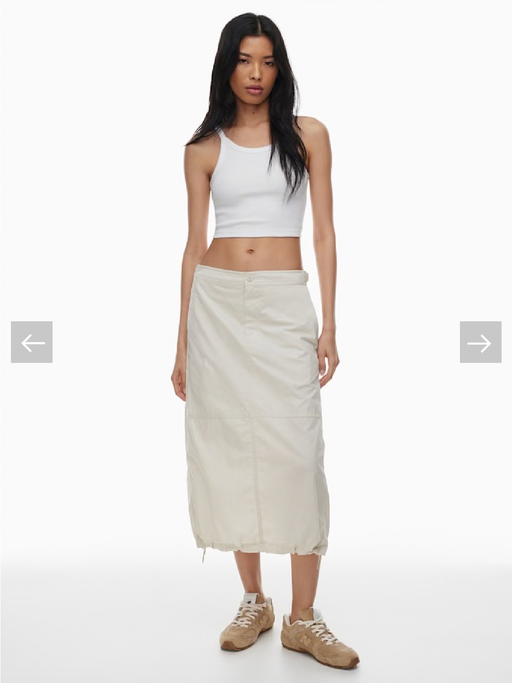 Aritzia Cream Midi Drawstring Hem Skirt